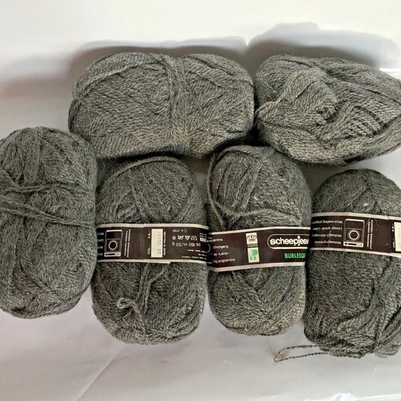 Lot of 6 Vintage Scheepjeswol Burlesque Wool Blend Grey 50g balls 160 M each - Picture 1 of 6